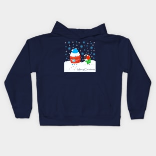 Bluejay and Chickadee on the snow Kids Hoodie